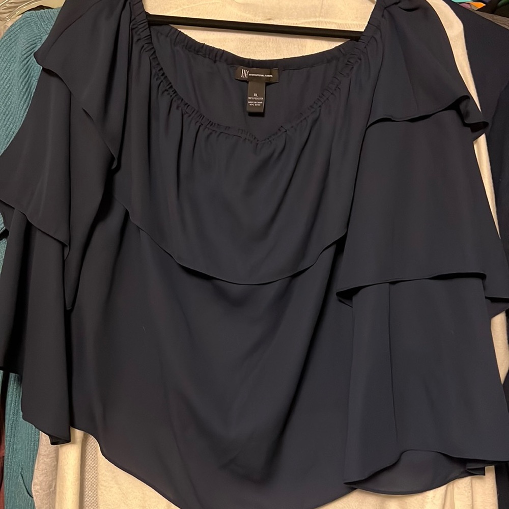 INC ladies size XL dark navy blue blouse.